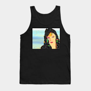 Artwork of woman with red lips Tank Top